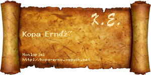Kopa Ernő névjegykártya